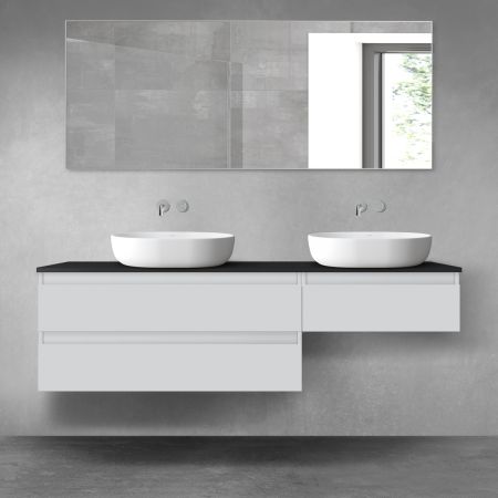 Oltens Vernal zestaw mebli łazienkowych 160 cm z blatem szary mat/czarny mat 68350700