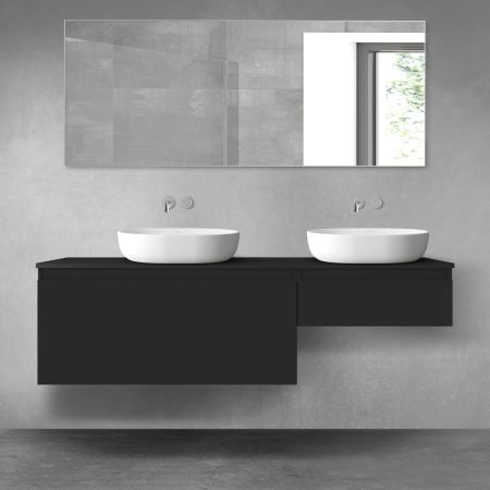 Oltens Vernal zestaw mebli łazienkowych 160 cm z blatem czarny mat 68351300