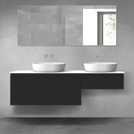 Oltens Vernal zestaw mebli łazienkowych 160 cm z blatem czarny mat/biały połysk 68353300