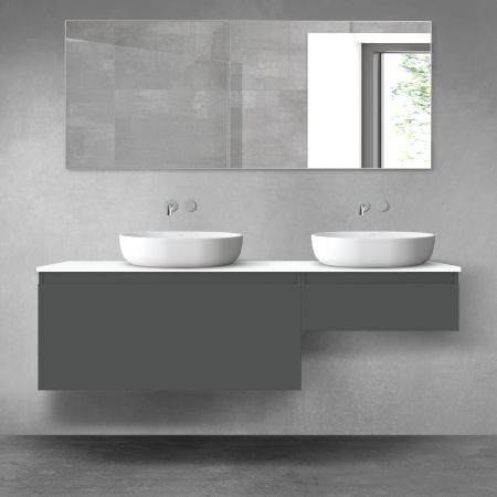 Oltens Vernal zestaw mebli łazienkowych 160 cm z blatem grafit mat/biały połysk 68353400