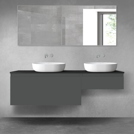 Oltens Vernal zestaw mebli łazienkowych 160 cm z blatem grafit mat/czarny mat 68354400