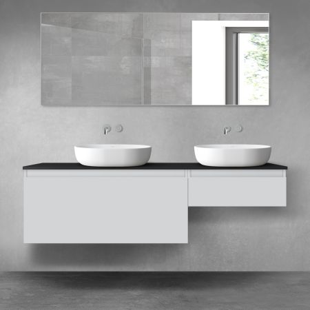 Oltens Vernal zestaw mebli łazienkowych 160 cm z blatem szary mat/czarny mat 68354700