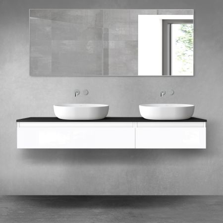 Oltens Vernal zestaw mebli łazienkowych 160 cm z blatem biały połysk/czarny mat 68357000