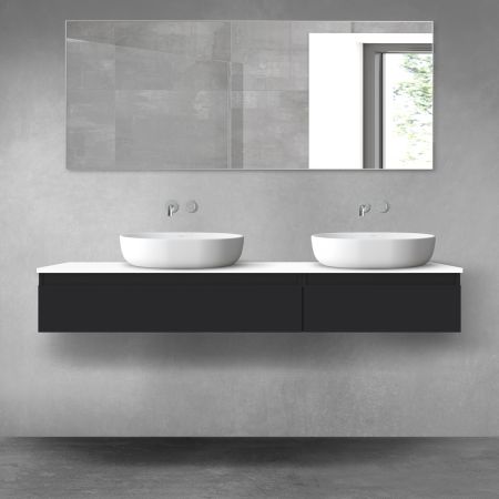 Oltens Vernal zestaw mebli łazienkowych 160 cm z blatem czarny mat/biały połysk 68357300