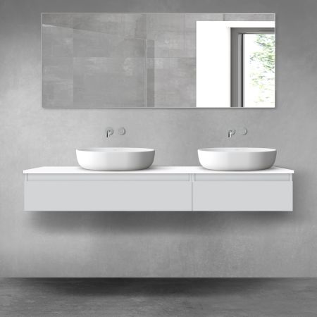 Oltens Vernal zestaw mebli łazienkowych 160 cm z blatem szary mat/biały połysk 68357700