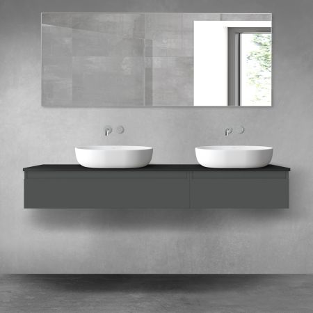 Oltens Vernal zestaw mebli łazienkowych 160 cm z blatem grafit mat/czarny mat 68358400