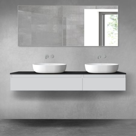 Oltens Vernal zestaw mebli łazienkowych 160 cm z blatem szary mat/czarny mat 68358700
