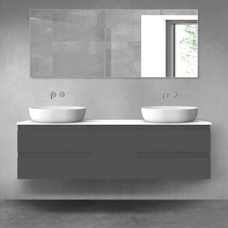 Oltens Vernal zestaw mebli łazienkowych 160 cm z blatem grafit mat/biały połysk 68405400