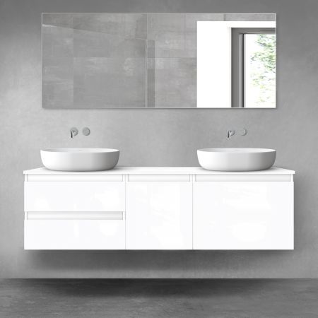 Oltens Vernal zestaw mebli łazienkowych 160 cm z blatem biały połysk 68408000