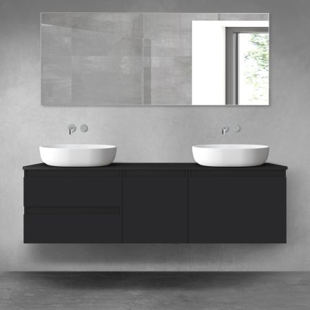 Oltens Vernal zestaw mebli łazienkowych 160 cm z blatem czarny mat 68408300
