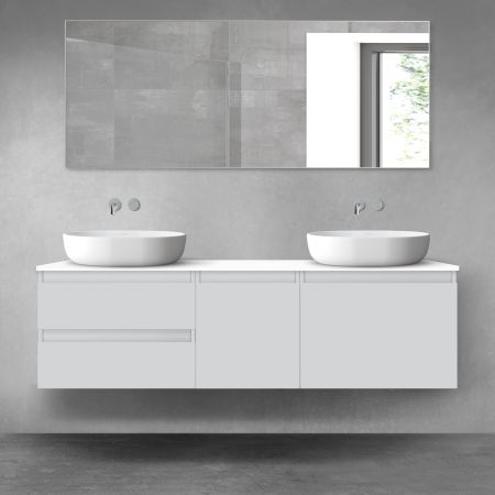 Oltens Vernal zestaw mebli łazienkowych 160 cm z blatem szary mat/biały połysk 68409700