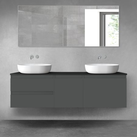 Oltens Vernal zestaw mebli łazienkowych 160 cm z blatem grafit mat/czarny mat 68410400