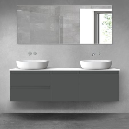 Oltens Vernal zestaw mebli łazienkowych 160 cm z blatem grafit mat/biały połysk 68413400