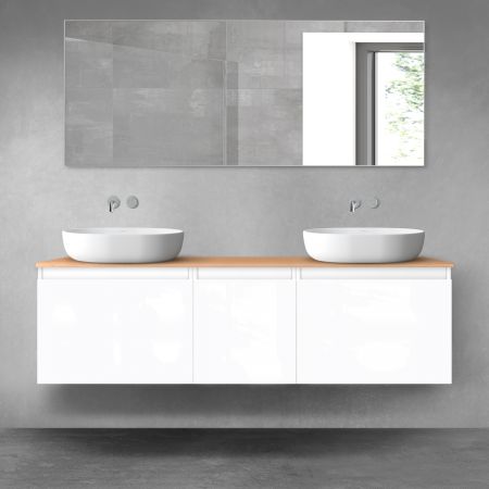 Oltens Vernal zestaw mebli łazienkowych 160 cm z blatem biały połysk/dąb 68415000