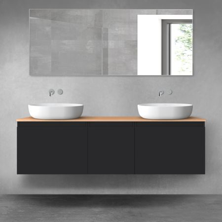Oltens Vernal zestaw mebli łazienkowych 160 cm z blatem czarny mat/dąb 68415300