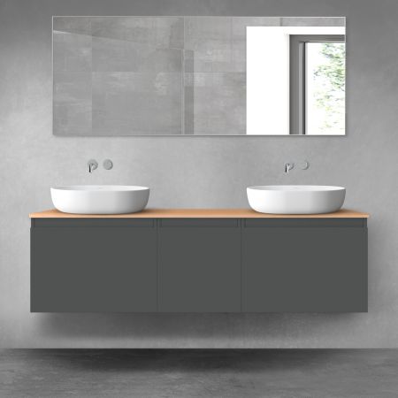 Oltens Vernal zestaw mebli łazienkowych 160 cm z blatem grafit mat/dąb 68415400