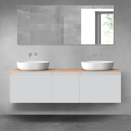 Oltens Vernal zestaw mebli łazienkowych 160 cm z blatem szary mat/dąb 68415700