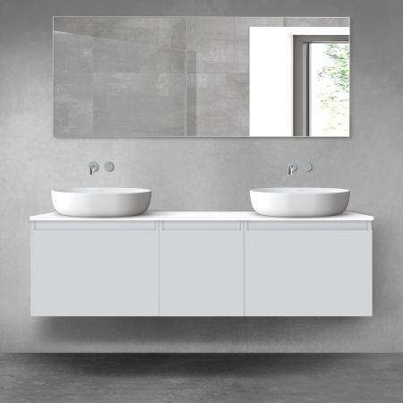 Oltens Vernal zestaw mebli łazienkowych 160 cm z blatem szary mat/biały połysk 68417700