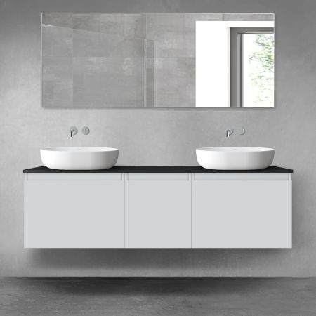 Oltens Vernal zestaw mebli łazienkowych 160 cm z blatem szary mat/czarny mat 68418700