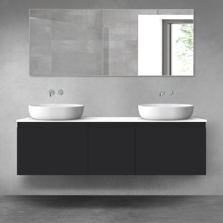 Oltens Vernal zestaw mebli łazienkowych 160 cm z blatem czarny mat/biały połysk 68421300