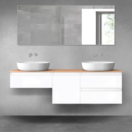 Oltens Vernal zestaw mebli łazienkowych 160 cm z blatem biały połysk/dąb 68423000
