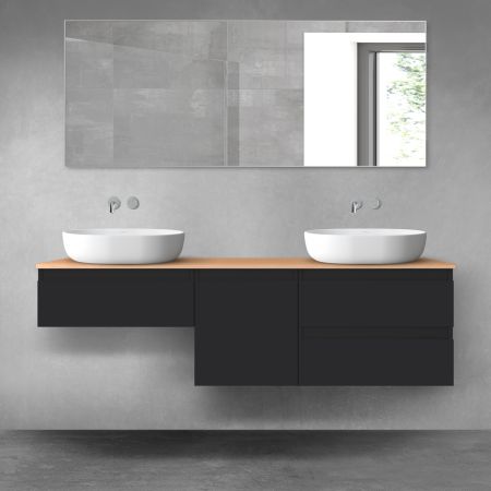 Oltens Vernal zestaw mebli łazienkowych 160 cm z blatem czarny mat/dąb 68423300
