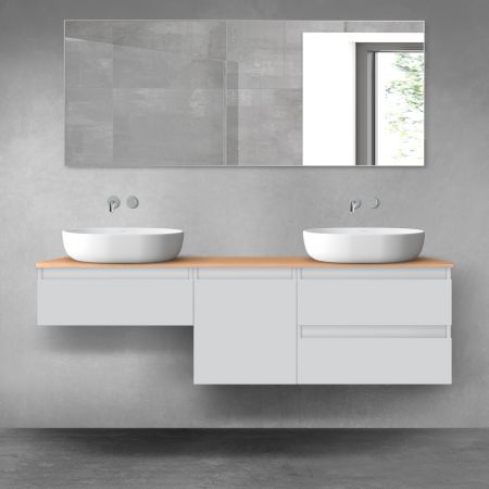 Oltens Vernal zestaw mebli łazienkowych 160 cm z blatem szary mat/dąb 68423700
