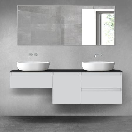 Oltens Vernal zestaw mebli łazienkowych 160 cm z blatem szary mat/czarny mat 68429700