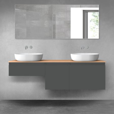 Oltens Vernal zestaw mebli łazienkowych 160 cm z blatem grafit mat/dąb 68430400