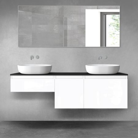 Oltens Vernal zestaw mebli łazienkowych 160 cm z blatem biały połysk/czarny mat 68432000