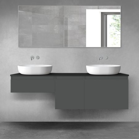 Oltens Vernal zestaw mebli łazienkowych 160 cm z blatem grafit mat/czarny mat 68437400