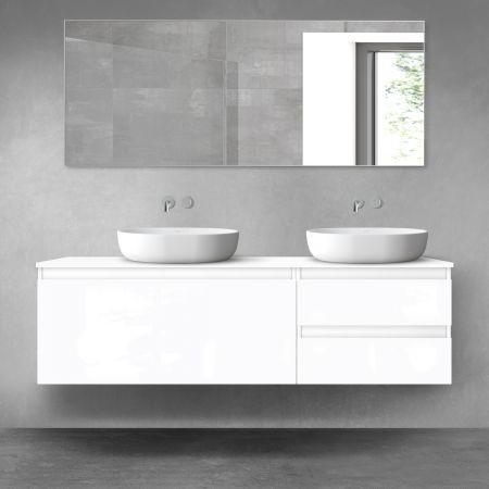 Oltens Vernal zestaw mebli łazienkowych 160 cm z blatem biały połysk 68439000