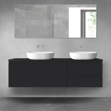 Oltens Vernal zestaw mebli łazienkowych 160 cm z blatem czarny mat 68439300