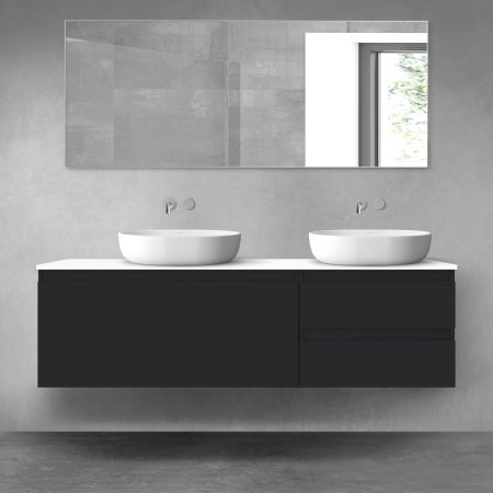 Oltens Vernal zestaw mebli łazienkowych 160 cm z blatem czarny mat/biały połysk 68441300