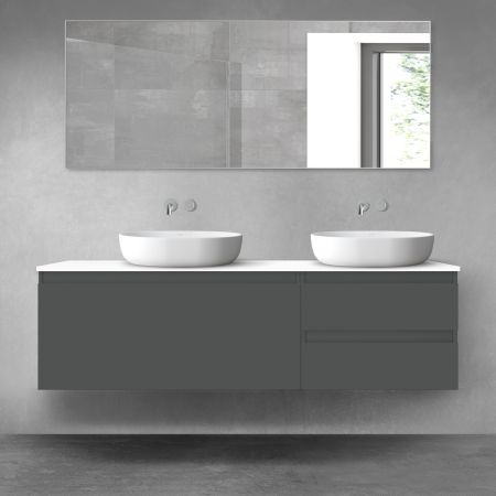 Oltens Vernal zestaw mebli łazienkowych 160 cm z blatem grafit mat/biały połysk 68441400