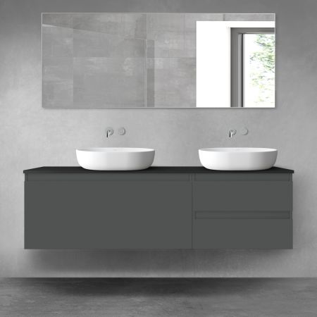 Oltens Vernal zestaw mebli łazienkowych 160 cm z blatem grafit mat/czarny mat 68442400
