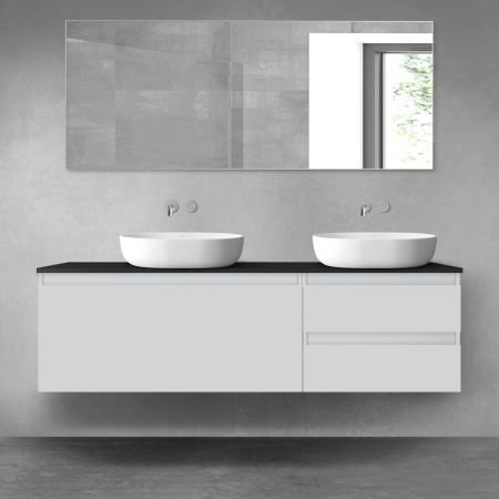 Oltens Vernal zestaw mebli łazienkowych 160 cm z blatem szary mat/czarny mat 68442700