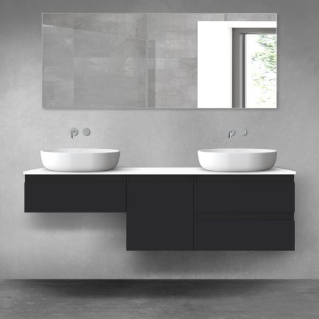 Oltens Vernal zestaw mebli łazienkowych 160 cm z blatem czarny mat/biały połysk 68456300