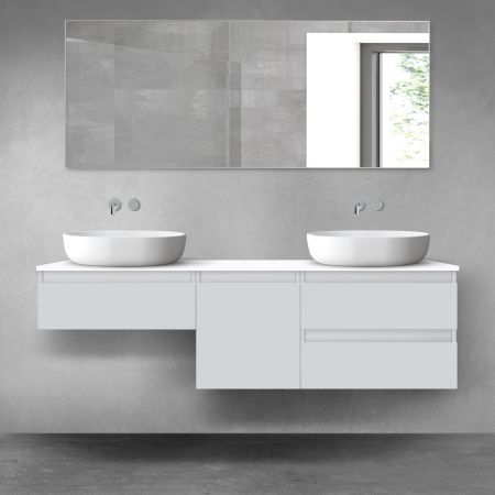 Oltens Vernal zestaw mebli łazienkowych 160 cm z blatem szary mat/biały połysk 68456700
