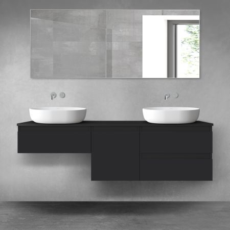 Oltens Vernal zestaw mebli łazienkowych 160 cm z blatem czarny mat 68472300