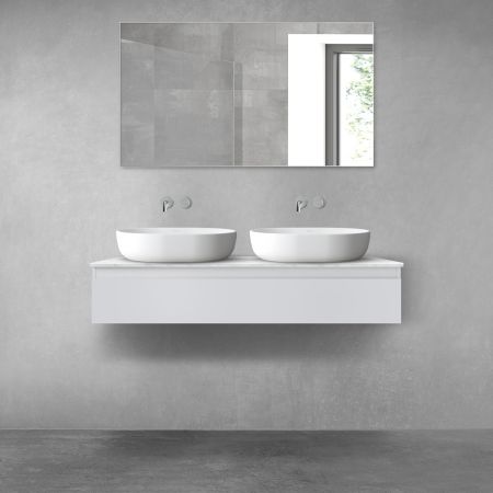 Oltens Vernal Bademöbelset 120 cm mit Waschbeckenplatte Tera, Grau matt/heller Marmor 68709700