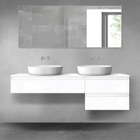 Oltens Vernal bathroom furniture set 160 cm with countertop, white gloss 68328000