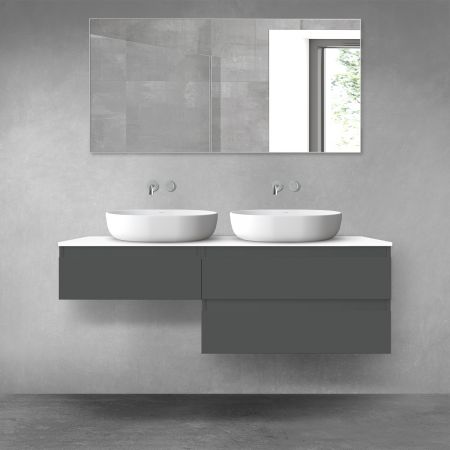 Oltens Vernal bathroom furniture set 140 cm with countertop, matte graphite/white gloss 68326400