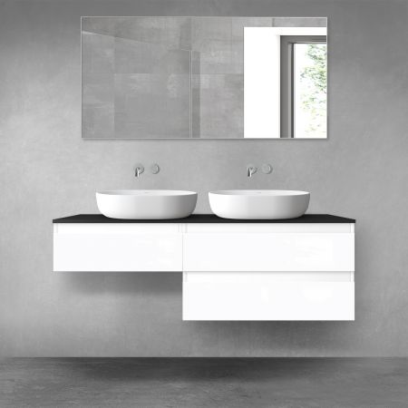 Oltens Vernal bathroom furniture set 140 cm with countertop, white gloss/matte black 68326000