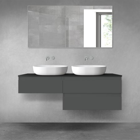 Oltens Vernal bathroom furniture set 140 cm with countertop, matte graphite/matte black 68327400