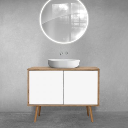 Oltens Hedvig washbasin cabinet 95 cm wall-mounted with shelf white gloss/natural oak 60204060