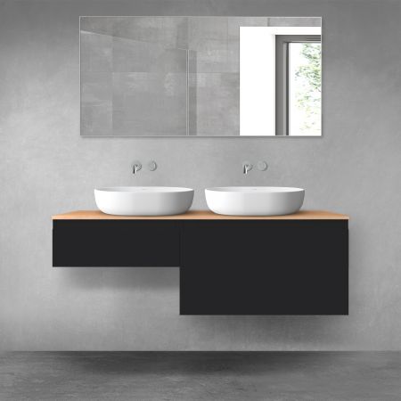 Oltens Vernal bathroom furniture set 140 cm with countertop, matte black/oak 68305300