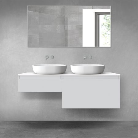 Oltens Vernal bathroom furniture set 140 cm with countertop, matte grey/white gloss 68306700