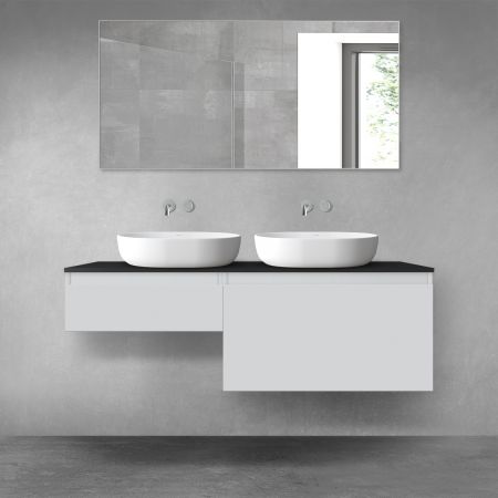 Oltens Vernal bathroom furniture set 140 cm with countertop, matte grey/matte black 68307700