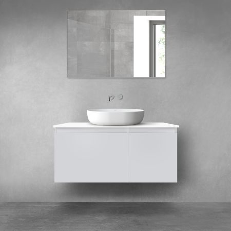 Oltens Vernal bathroom furniture set 100 cm with countertop, matte grey/white gloss 68253700